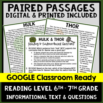 DIGITAL Paired Passage Set: 6th - 7th Grade Reading Level Informational Text