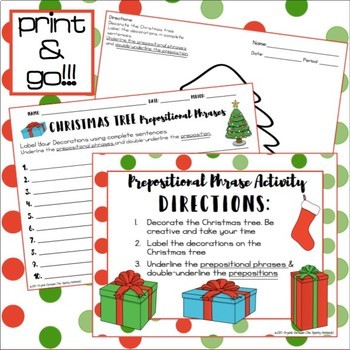 Christmas ELA Activity BUNDLE - Prepositional Phrases - Image 3