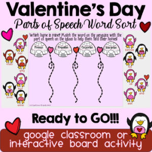 Valentine's Day Activities for Middle School Language Arts Parts of Speech
