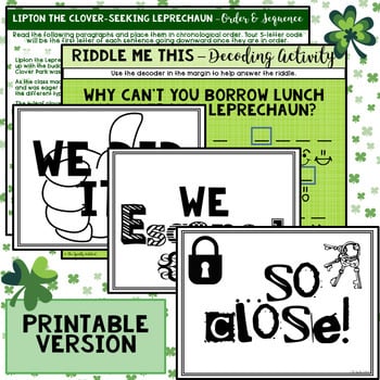 St. Patrick's Day Activity for Middle School ELA: Reading Comprehension Escape Room
