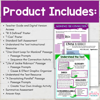 How to teach RI.3 in middle school ELA (7th-grade product includes slide)