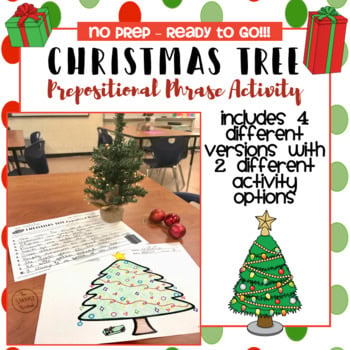 Christmas ELA Activity - Christmas Tree Prepositional Phrases