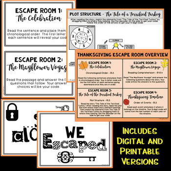 Thanksgiving ELA Digital Escape Room - Common Core Aligned - Image 3