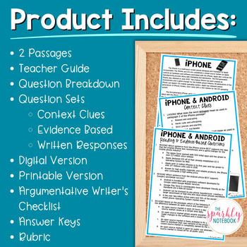 Paired Passages Argumentative Writing 6th and 7th Grade Reading Level | Phones - Image 2