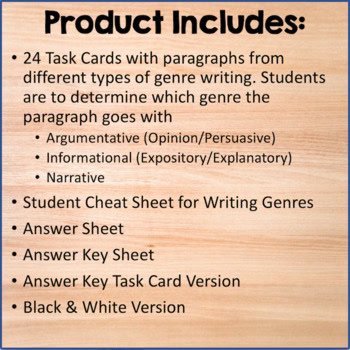 Writing Genre Task Cards: Argumentative, Information, and Narrative - Image 2