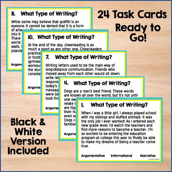 Writing Genre Task Cards: Argumentative, Information, and Narrative - Image 3