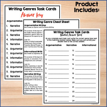 Writing Genre Task Cards: Argumentative, Information, and Narrative - Image 4