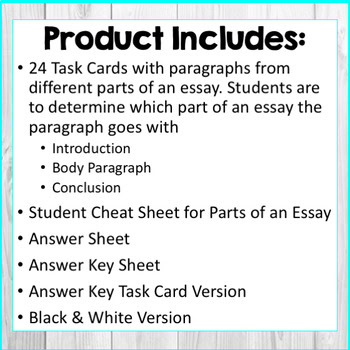 Parts of an Essay Task Cards: Introduction, Body Paragraph, and Conclusion - Image 2