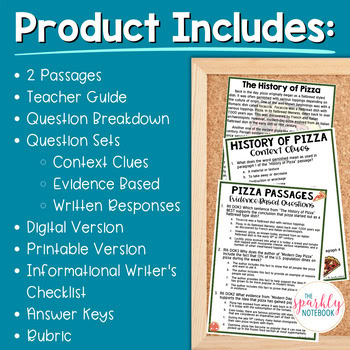Paired Text Passages - Informational Passages: 8th and 9th Grade Level | Pizza - Image 2