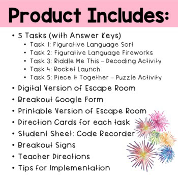 New Years DIGITAL Escape Room - Figurative Language Metaphor Simile Alliteration - Image 2