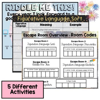 New Years DIGITAL Escape Room - Figurative Language Metaphor Simile Alliteration - Image 3