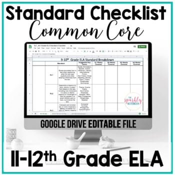 11th and 12th Grade ELA Standards Breakdown & Checklist - Common Core