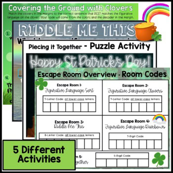 St. Patrick's Day DIGITAL ESCAPE ROOM - Figurative Language Distance Learning - Image 3
