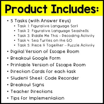 Summer Reading ESCAPE ROOM - Figurative Language Review Activities - Image 2
