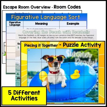 Summer Reading ESCAPE ROOM - Figurative Language Review Activities - Image 3