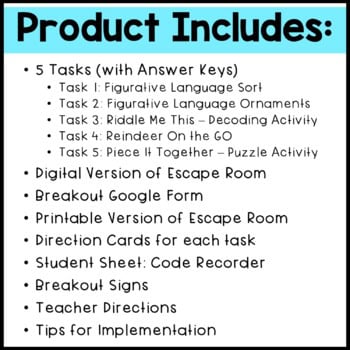 Christmas ELA Digital & Printable ESCAPE ROOM - Figurative Language - Image 2