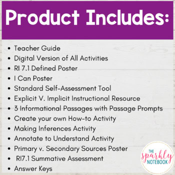 7.RI.1: Explicit Evidence & Inferencing | No Prep Printable & Digital Activities - Image 2