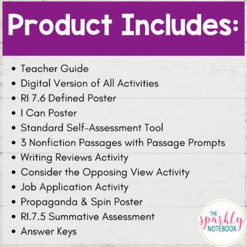7.RI.6 Author’s Point of View & Purpose 7th Grade CCSS No Prep Digital & Print - Image 2