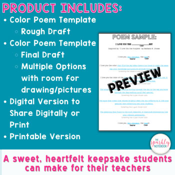 Teacher Appreciation Writing Activity - Color Poems - Image 2