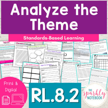 8.RL.2 Analyzing Theme & Write Objective Summary - 8th Grade CCSS aligned