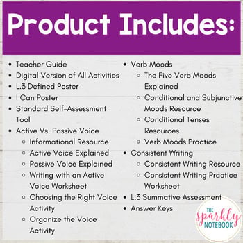 8.L.3 Active & Passive Voice Verb Moods & Consistent Writing 8th Grade CCSS - Image 2
