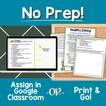 Paired Passages Activities: Informational Writing 6th & 7th Grade Healthy Eating - Image 4