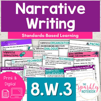 8.W.3 Narrative Writing from a Different Perspective- 8th Grade CCSS aligned