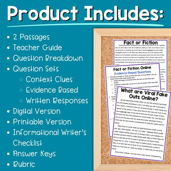 Informational Writing Paired Passages Activities 4th & 5th Grade Fact or Fiction - Image 2