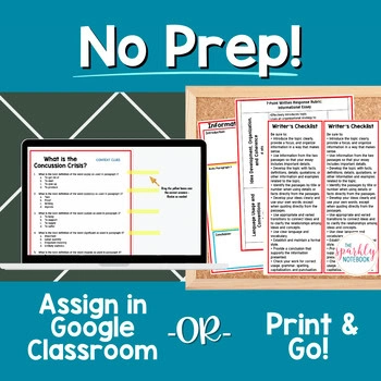 Paired Passages Activity: Informational Writing 6th & 7th Grade Football Safety - Image 4