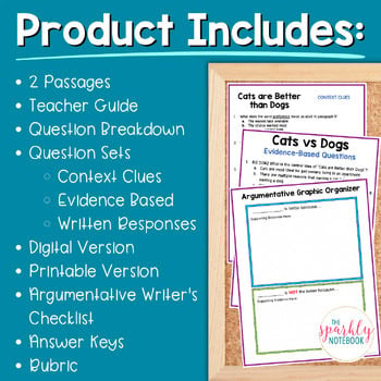 Paired Passages Argumentative Writing Prompts 6th & 7th Grade Cats Vs. Dogs - Image 2