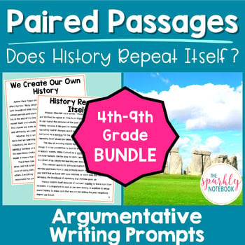 Argumentative Paired Text Passages DIFFERENTIATED Writing BUNDLE: History