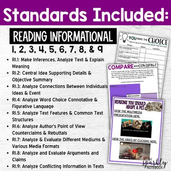 8th Grade BUNDLE: Reading Information Standards - ALL RI.8 CCSS Standards - Image 3