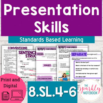8.SL.4-6 Presentation Skills, Writing Arguments, Adapt Speech for 8th Grade