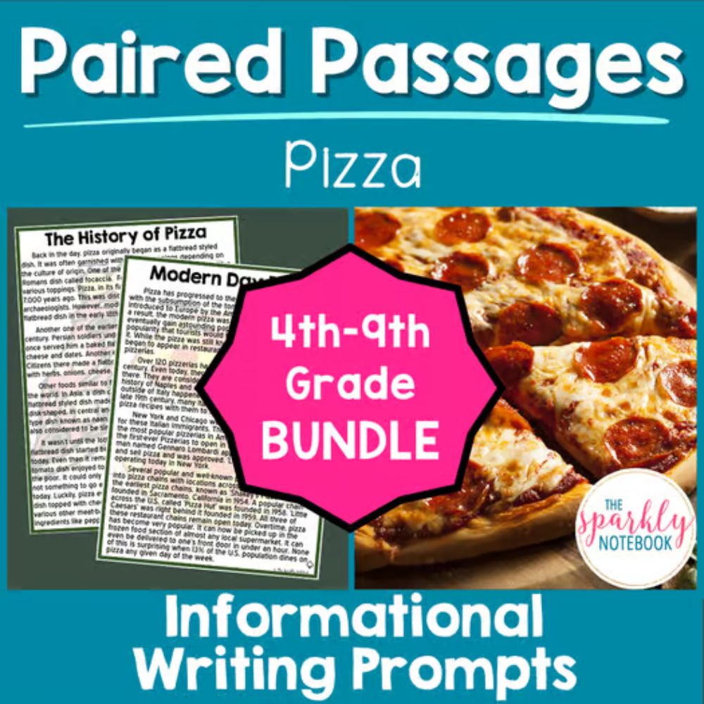 Paired Passage: Pizza (4th-9th grade BUNDLE)
