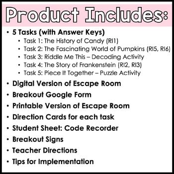 Halloween ELA DIGITAL ESCAPE ROOM - Reading Informational - Image 4