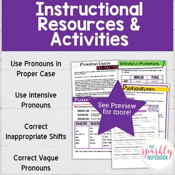 6.L.1: 6th Grade Grammar - Pronoun Worksheets Proper and Intensive Pronouns - Image 3