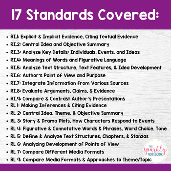 6th Grade BUNDLE: Reading Information & Literature CCSS Assessments & Activities - Image 3