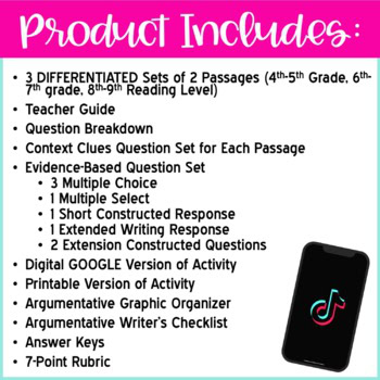 DIGITAL Paired Text (Passage) - TikTok™ DIFFERENTIATED BUNDLE - Image 2
