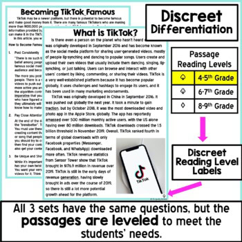 DIGITAL Paired Text (Passage) - TikTok™ DIFFERENTIATED BUNDLE - Image 3