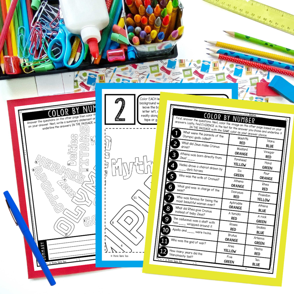 Color by Number 6th grade