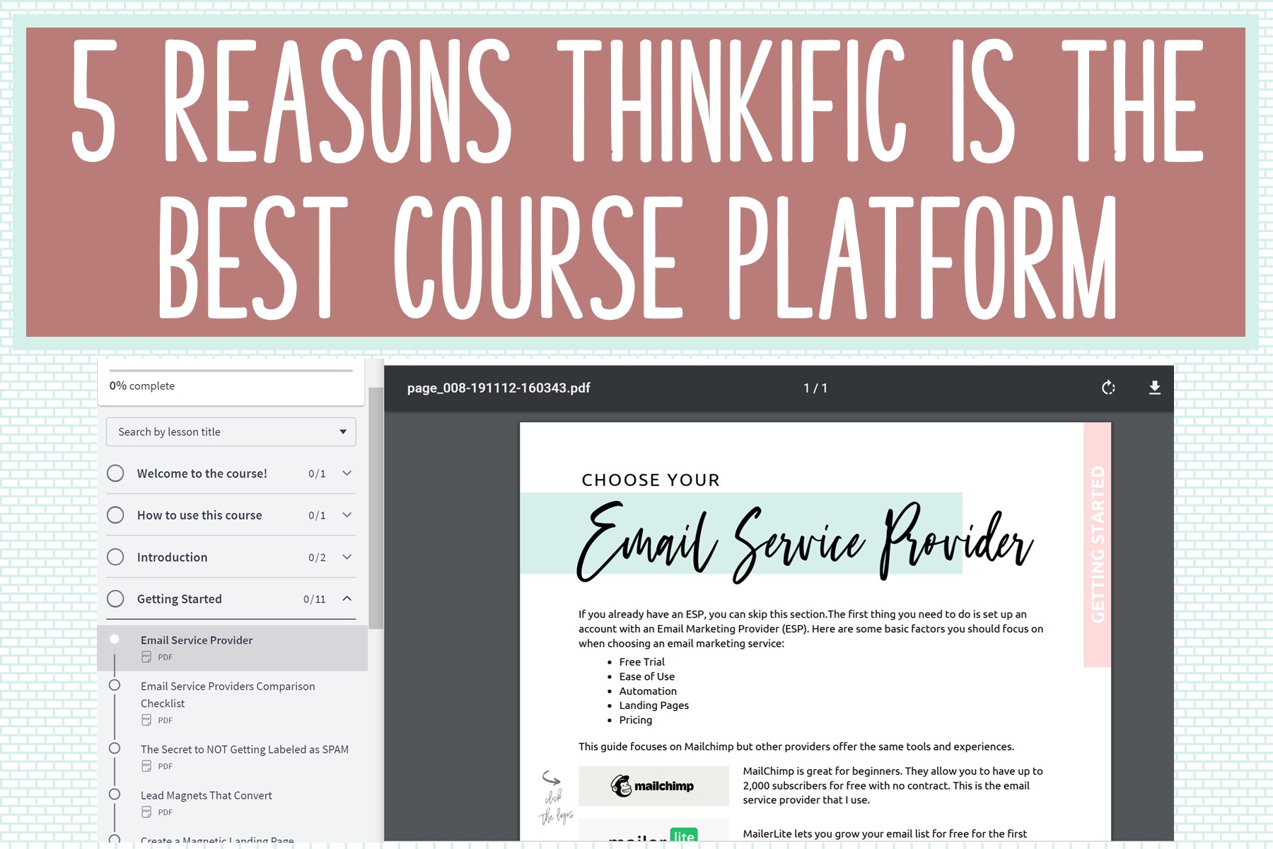Using Thinkific course platform