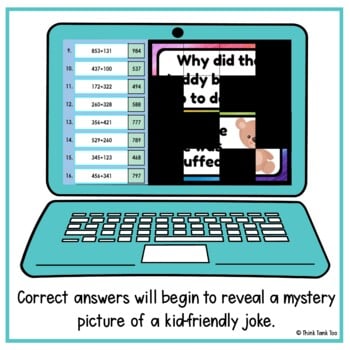 3 Digit Addition WITHOUT Regrouping | Math Mystery Picture Reveal | Joke - Image 3