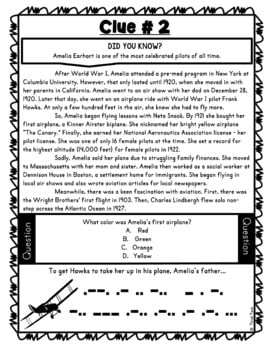 Amelia Earhart ESCAPE ROOM Activity - Puzzles and Reading Comprehension - Image 4