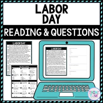 Labor Day DIGITAL Reading Passage & Questions Self Grading
