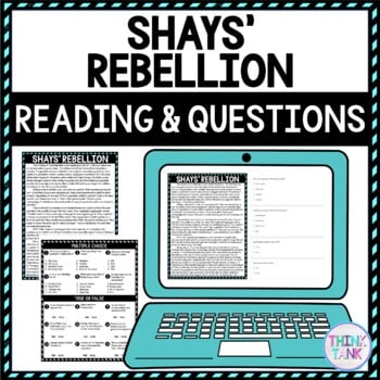 Shays' Rebellion DIGITAL Reading Passage & Questions Self Grading