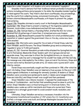 Shays' Rebellion DIGITAL Reading Passage & Questions Self Grading - Image 3