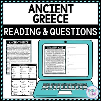 Ancient Greece DIGITAL Reading Passage & Questions Self Grading