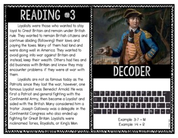 Patriots and Loyalists Reading and Puzzle Escape Room - Revolutionary War - Image 2