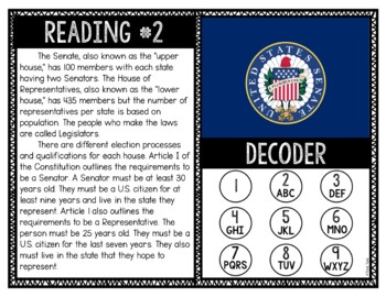 Legislative Branch Reading Comprehension and Puzzle Escape Room - Image 2