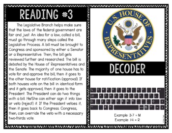Legislative Branch Reading Comprehension and Puzzle Escape Room - Image 4